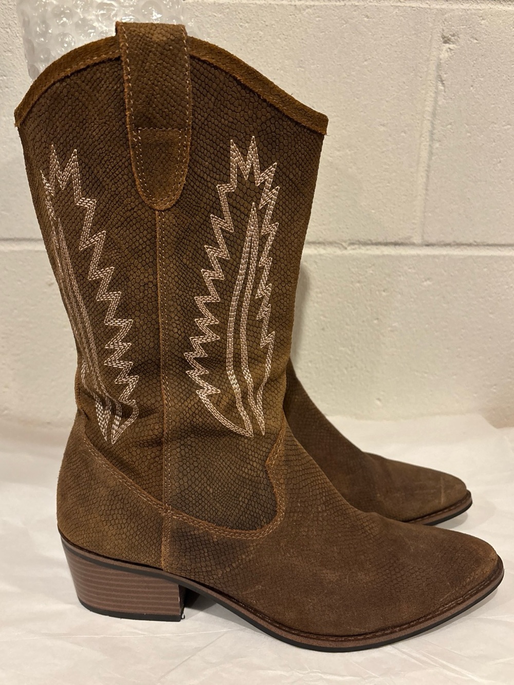 White Mountain Caraway Western Cowgirl Boots Brown Embroidered Leather Size 10
